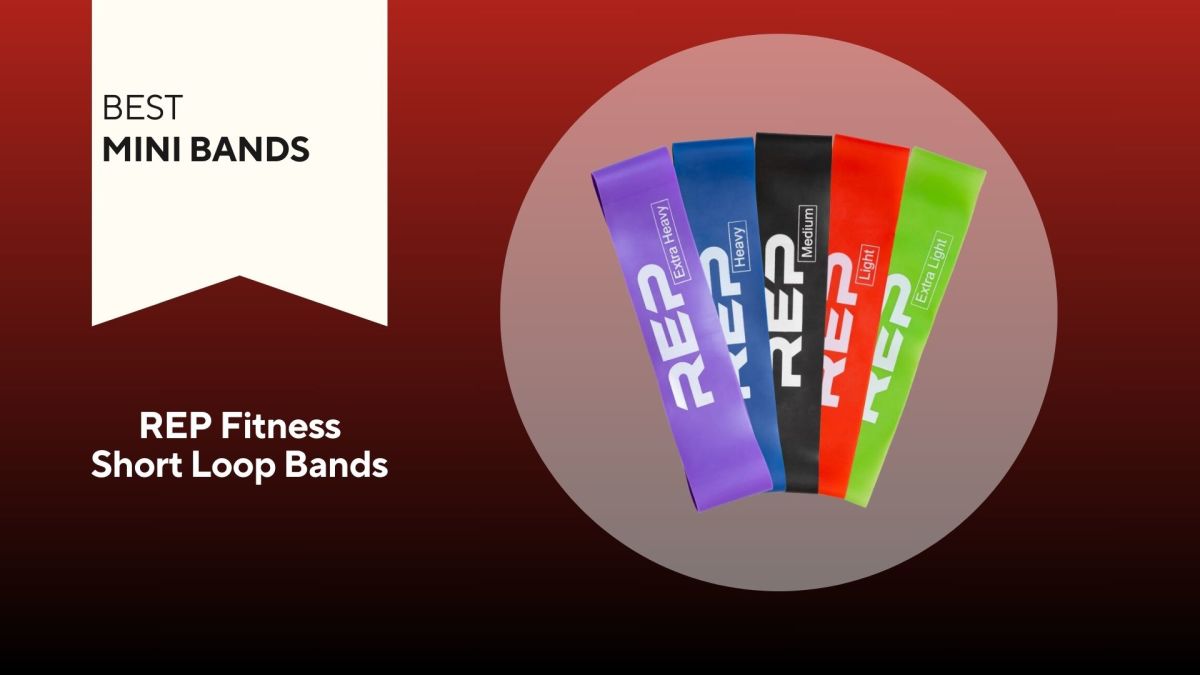 Photo of resistance bands against a red background